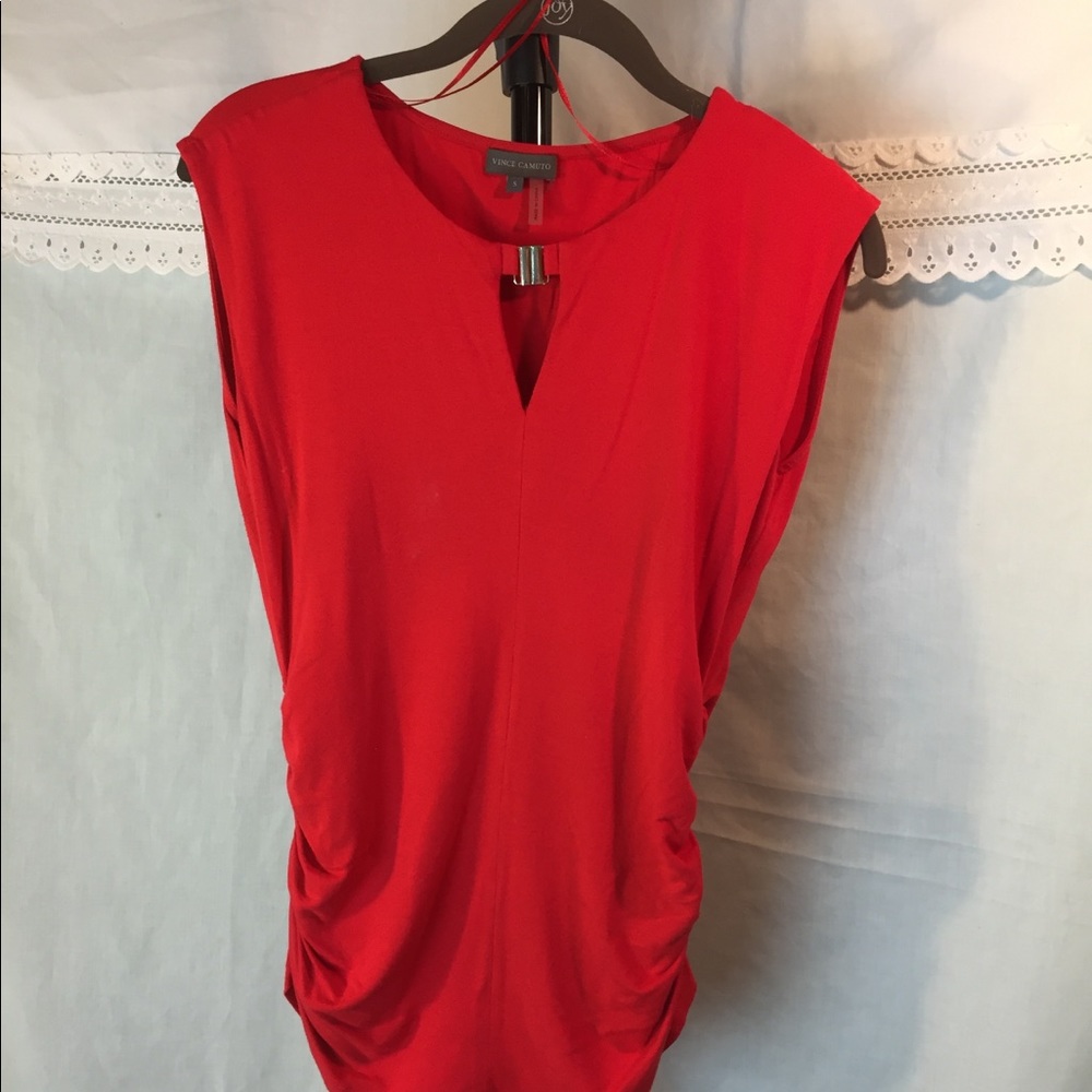 Vince Camuto ruched red top